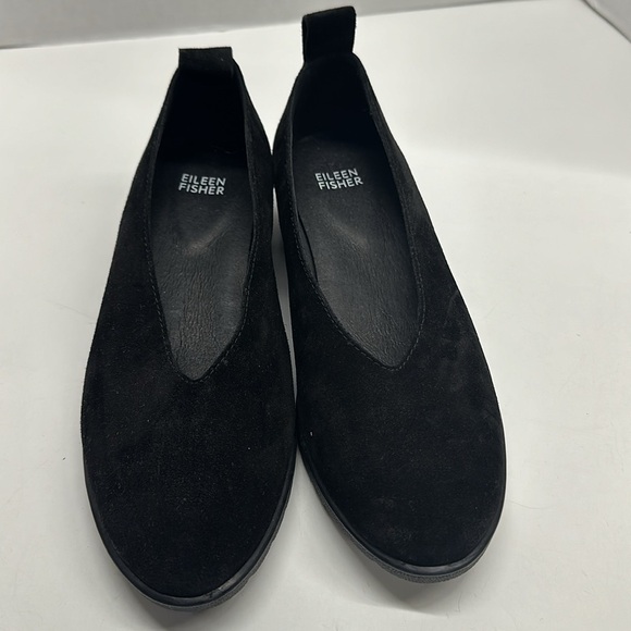 Eileen Fisher Humor Easy Comfort Slip On Flat Shoes Suede Round Toe Black Size 7 - Picture 3 of 10